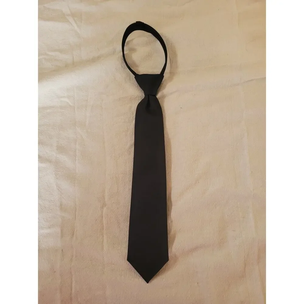 Cat & Jack Boys Black Zip-Up Tie 12” Length 22” Neck Adjustable Pre-Tied